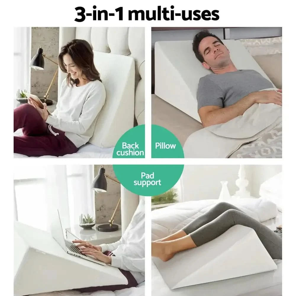 3-in-1 wedge pillow for back, leg, and elevated sleeping support